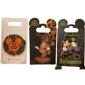Disney Pins Halloween Minnie Witch Mickey Vampire Mouse Jack O Lantern Pumpkin 3